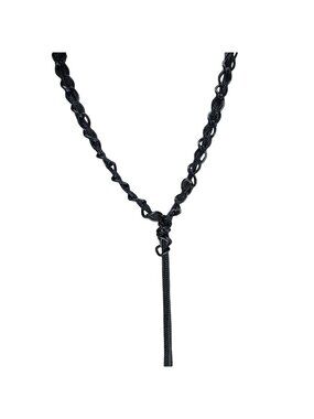 Elegant Y-Drop Necklace Black Chain Link Chunky Tassel Statement Fashion Jewelry